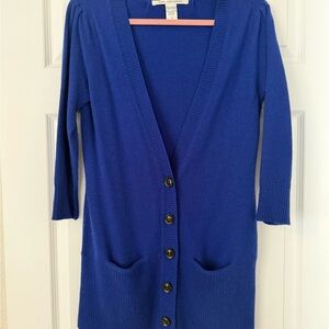 Diane Von Furstenberg 100% Cashmere Royal Blue Cardigan